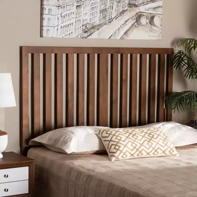 Modern Wood Headboard - Walnut, Queen Size, 50"H x 61.2"W