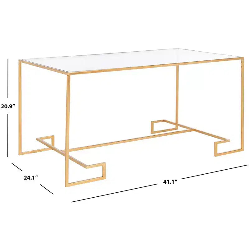 Artisan Iron Coffee Table with Glass Top - Gold, 41"W