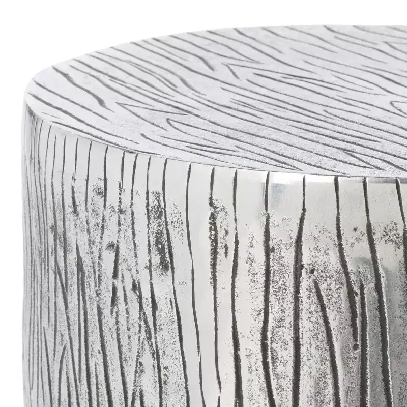 Round Aluminum Accent Table Stool - Silver, 13.5" x 18", 275 lb Capacity