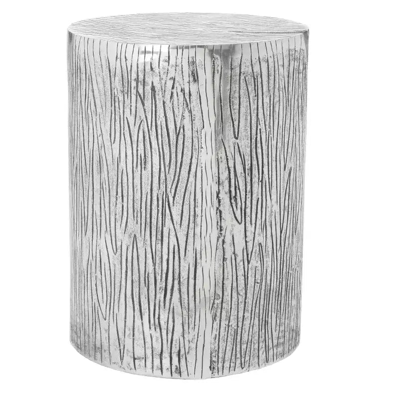 Round Aluminum Accent Table Stool - Silver, 13.5" x 18", 275 lb Capacity