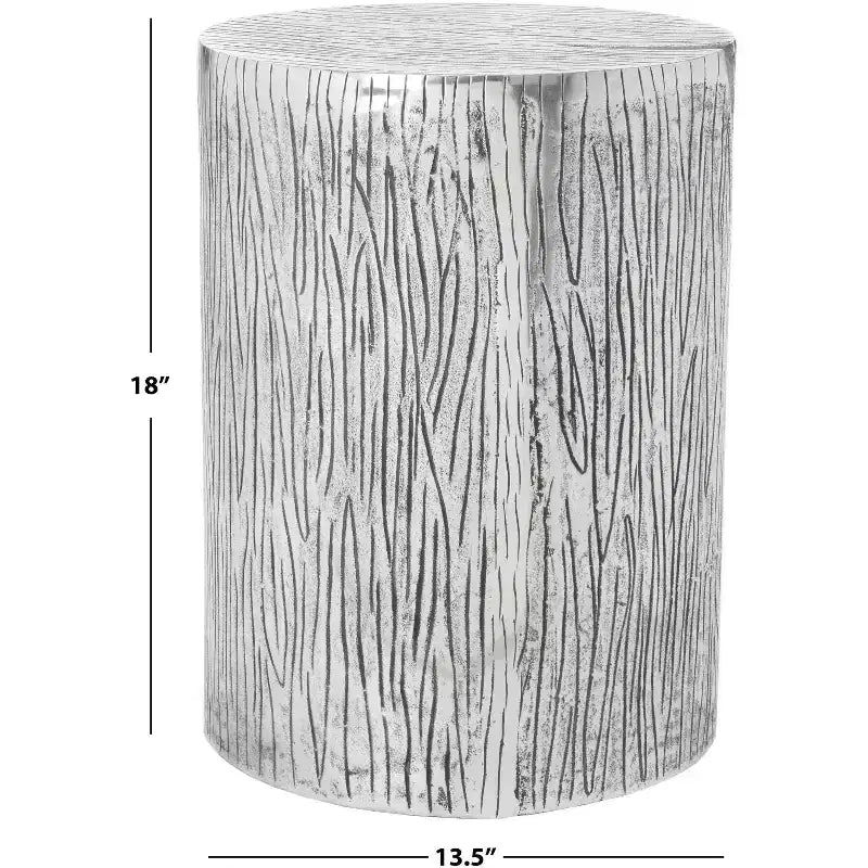 Round Aluminum Accent Table Stool - Silver, 13.5" x 18", 275 lb Capacity