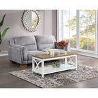 Coffee Table with Gray Top and White Frame - MDF, 47"W