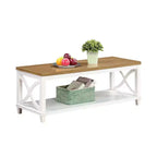 Coffee Table with Gray Top and White Frame - MDF, 47"W