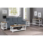 Coffee Table with Gray Top and White Frame - MDF, 47"W