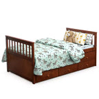Twin Captain's Bed with Trundle and 3 Drawers for Kids - Solid Pine, Multiple Colors
