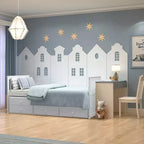 Twin Captain's Bed with Trundle and 3 Drawers for Kids - Solid Pine, Multiple Colors