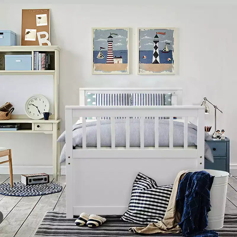 Twin Captain's Bed with Trundle and 3 Drawers for Kids - Solid Pine, Multiple Colors