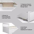 Twin Captain's Bed with Trundle and 3 Drawers for Kids - Solid Pine, Multiple Colors