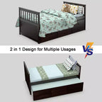 Twin Captain's Bed with Trundle and 3 Drawers for Kids - Solid Pine, Multiple Colors