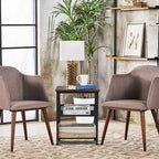 3-Tier Industrial End Side Table Nightstand with 2 Adjustable Shelves - Rustic Brown