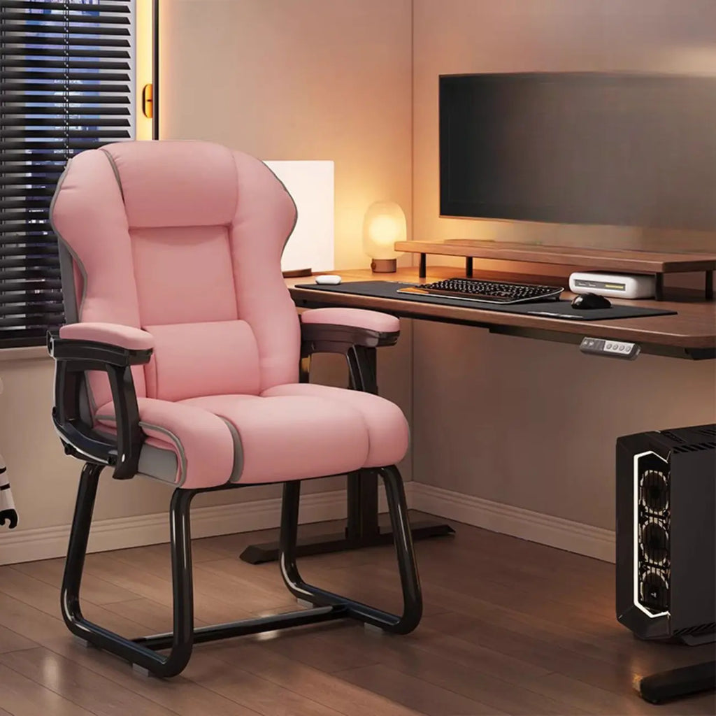 Fauteuil de direction ergonomique en cuir jaune à dossier haut