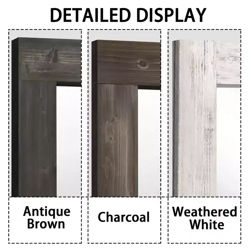 Miroir pleine longueur mural rectangulaire en bois massif marron 71x31 pouces, d'occasion, sans support de fixation