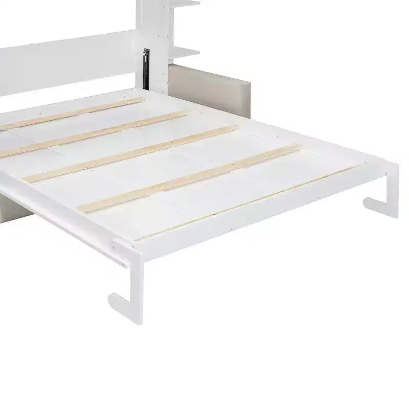 Lit escamotable mural Whisen Modern Design Queen size en bois avec canapé et étagères