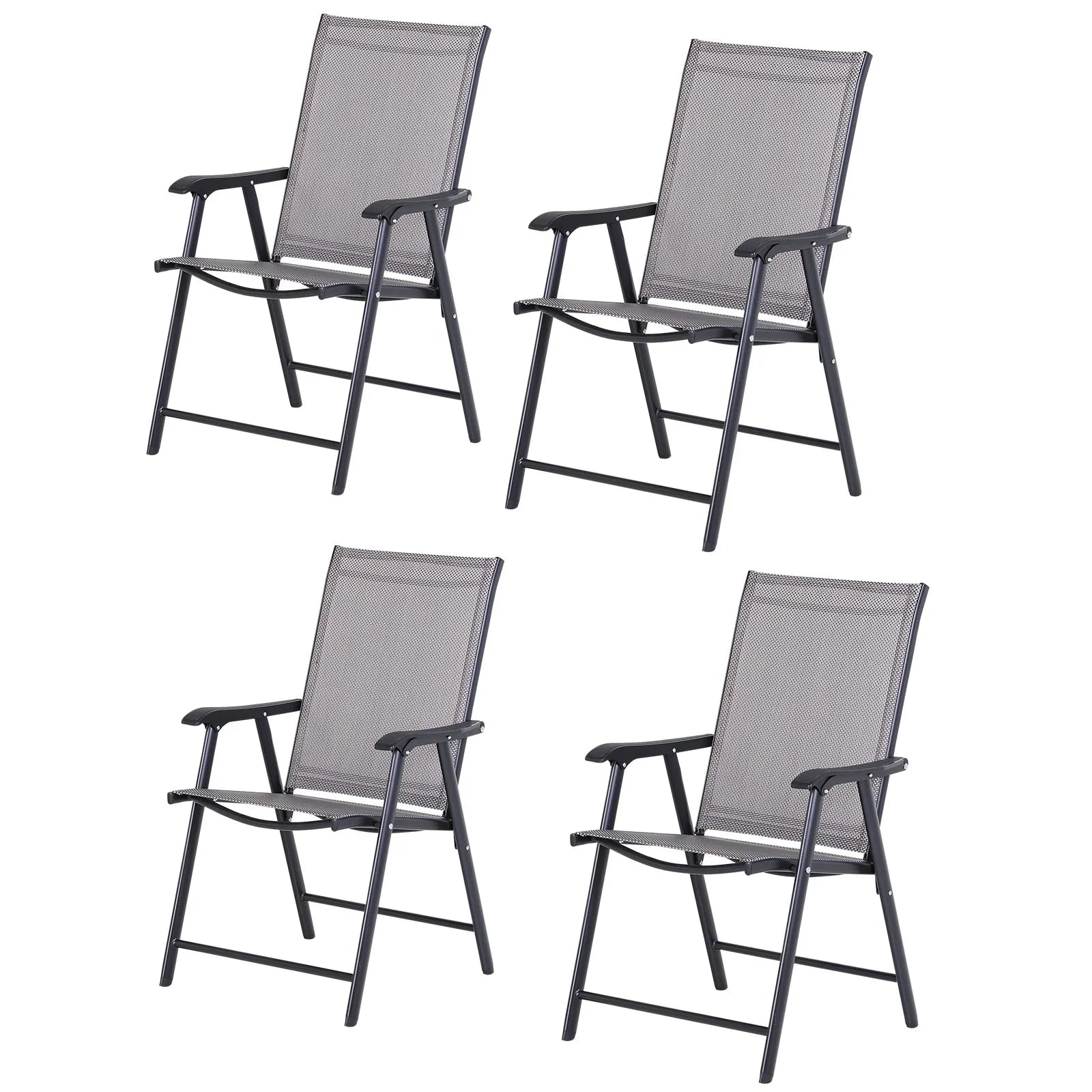 Lot de 4 chaises pliantes Outsunny au design simple et élégant, confortables pour la terrasse, le jardin et les voyages