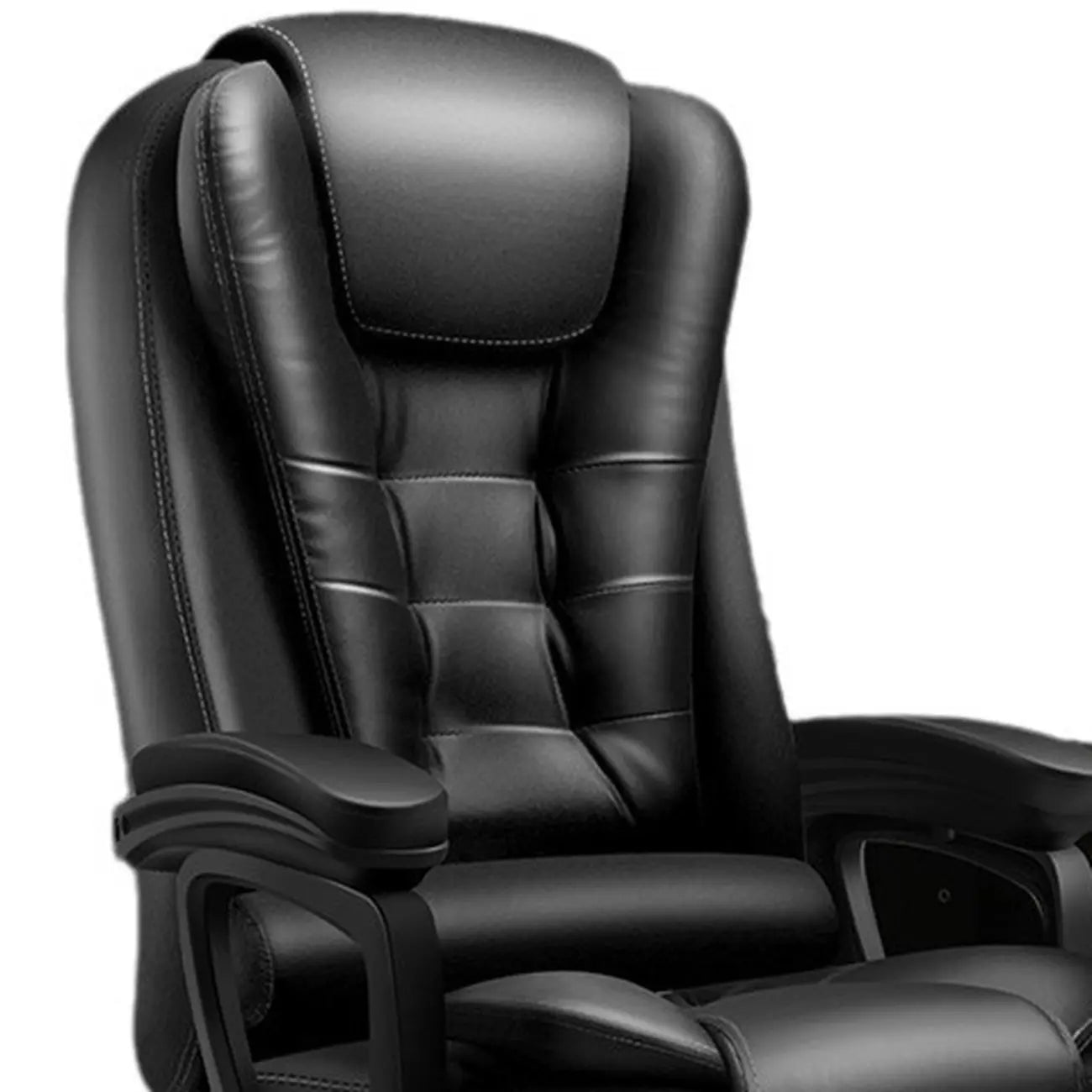 Chaise de bureau pivotante ergonomique en cuir noir avec repose-pieds
