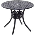 Outsunny 33 Patio Dining Table Round Cast Aluminium Outdoor Bistro Table with Umbrella Hole - Black