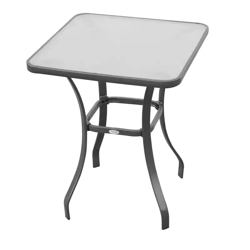 Outsunny Table de bistro carrée 33 po Table de jardin à manger Table d'extérieur en verre trempé