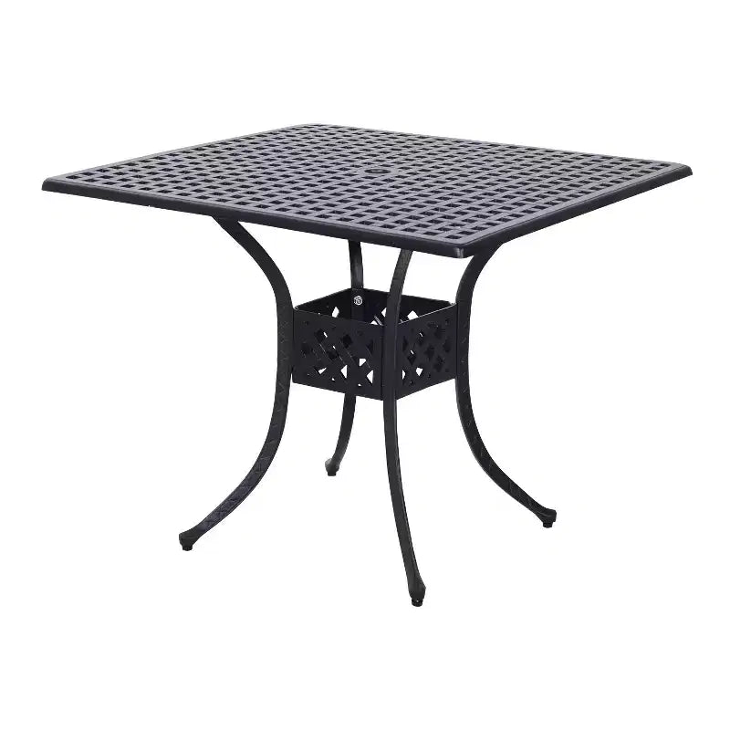 Outsunny 36 x 36 Square Patio Table with Umbrella Hole, Aluminum Outdoor Dining Table, Outdoor Bistro Table for Garden, Backyard, Porch, Black