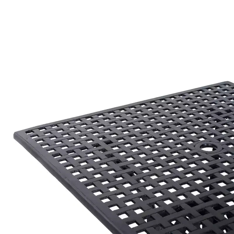 Table de patio carrée Outsunny 36 x 36 avec trou pour parasol, table à manger d'extérieur en aluminium, table de bistro d'extérieur pour jardin, arrière-cour, porche, noir