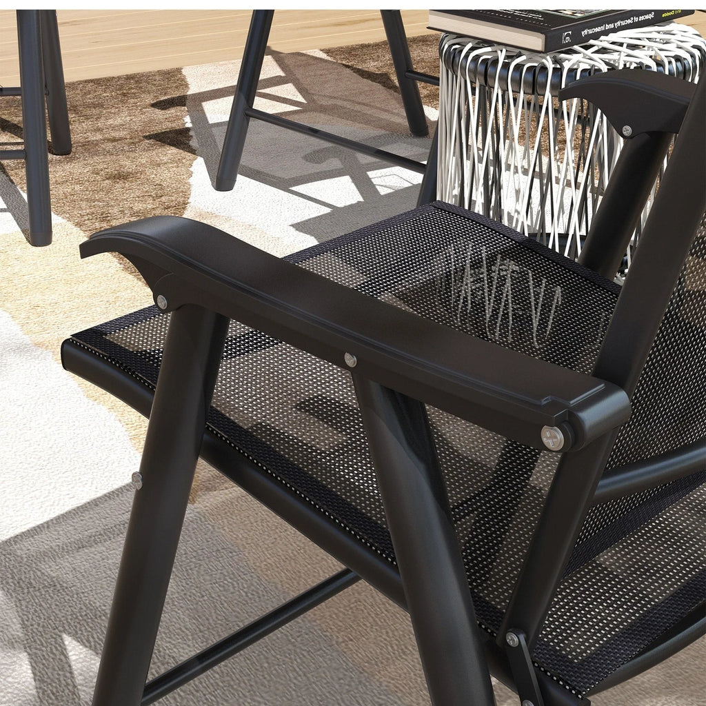 Lot de 4 chaises pliantes Outsunny au design simple et élégant, confortables pour la terrasse, le jardin et les voyages