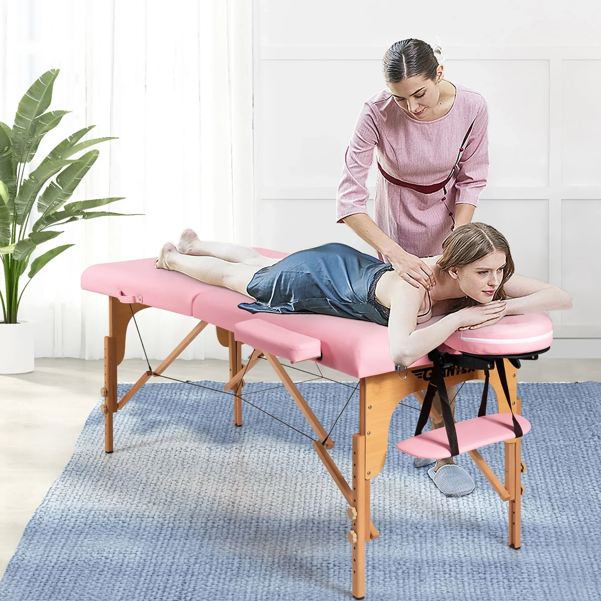 Table de Massage Portable 84L Réglable pour Soins du Visage, Tatouage, avec Housse de Transport