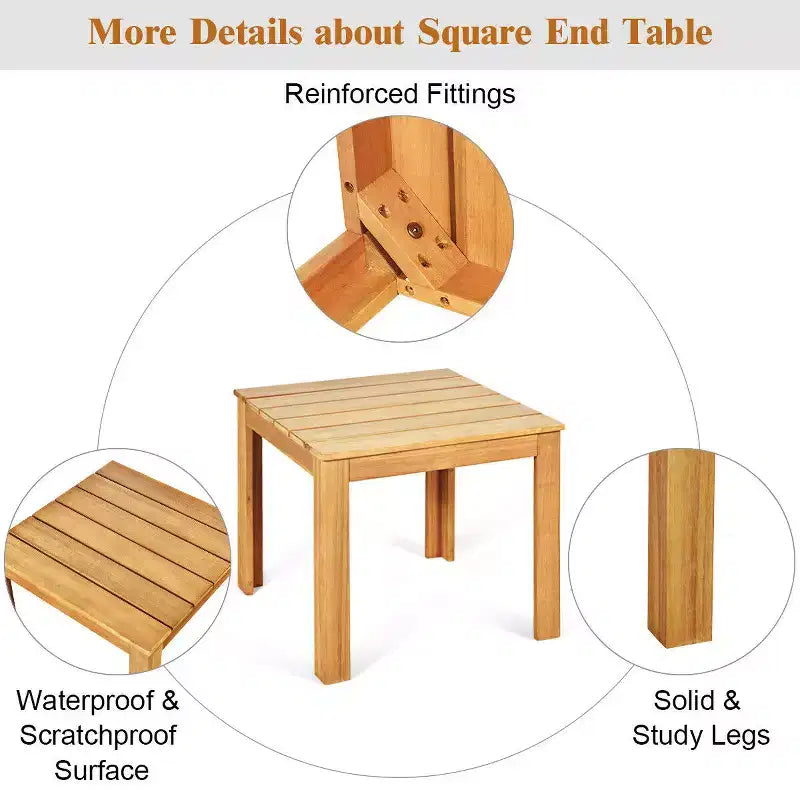 Costway 2 tables d'appoint carrées en bois, table de bistrot de patio, utilisation intérieure/extérieure, couleur naturelle