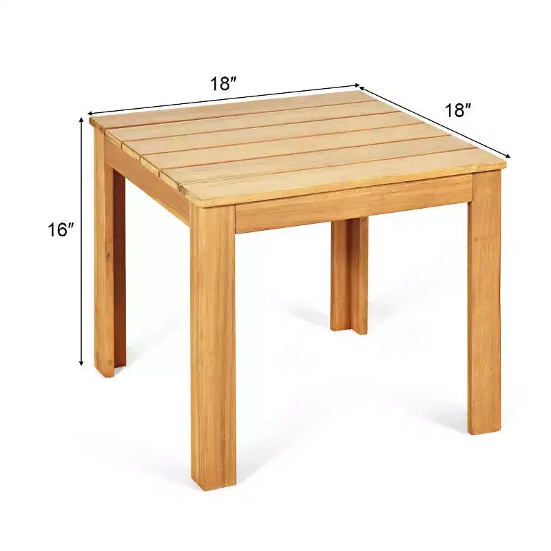Costway 2 tables d'appoint carrées en bois, table de bistrot de patio, utilisation intérieure/extérieure, couleur naturelle