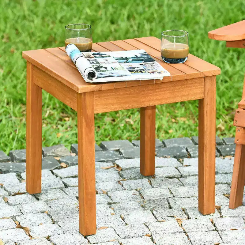 Costway 2 tables d'appoint carrées en bois, table de bistrot de patio, utilisation intérieure/extérieure, couleur naturelle