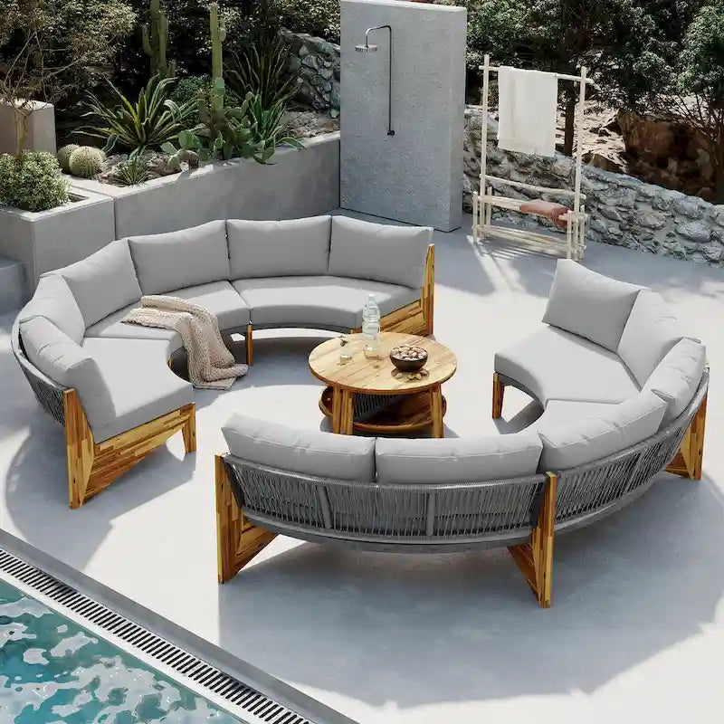 Ensemble de jardin 6 places avec coussins et 1 table basse