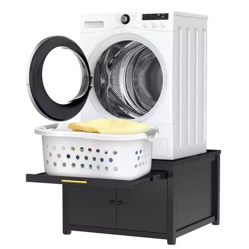 Piedestal de laveuse et sécheuse en métal robuste noir/blanc – Unité simple, anti-vibration