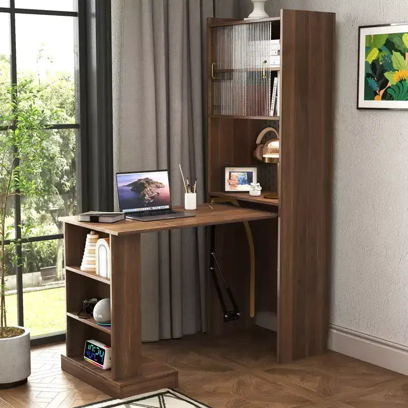Table d'étude pliante moderne en bois GDFStudio Sinclair 36 avec rangement
