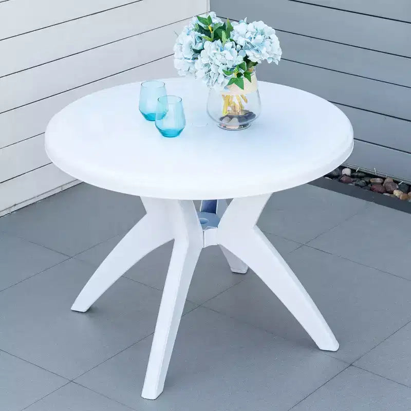 Table de salle à manger d'extérieur Outsunny avec trou pour parasol, table de bistro ronde pour jardin, pelouse, arrière-cour
