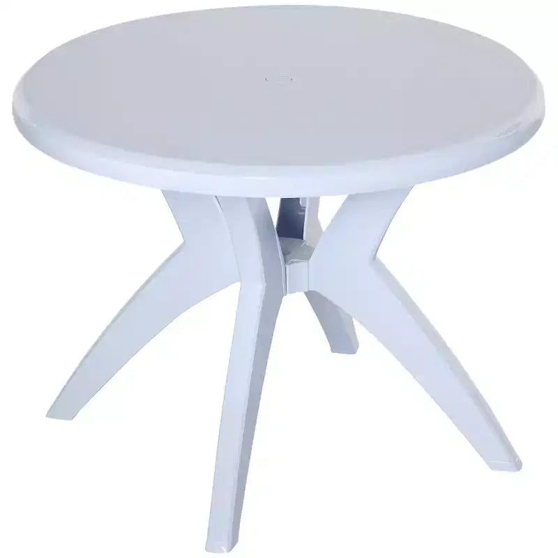 Table de salle à manger d'extérieur Outsunny avec trou pour parasol, table de bistro ronde pour jardin, pelouse, arrière-cour