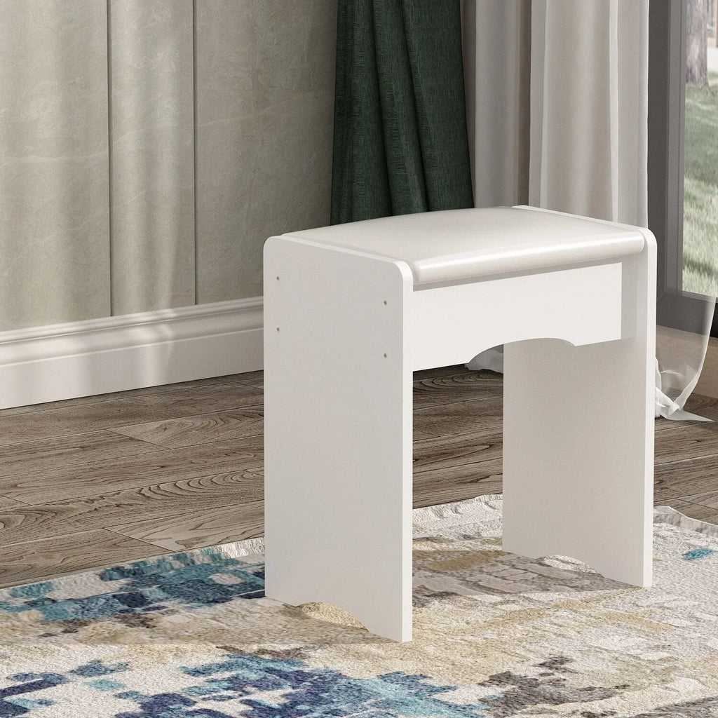 Coiffeuse avec miroir LED intégré et tabouret