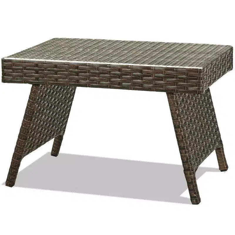 Costway Table d'appoint pliante en osier pour patio, table basse de jardin, mobilier de bistrot de pelouse au bord de la piscine