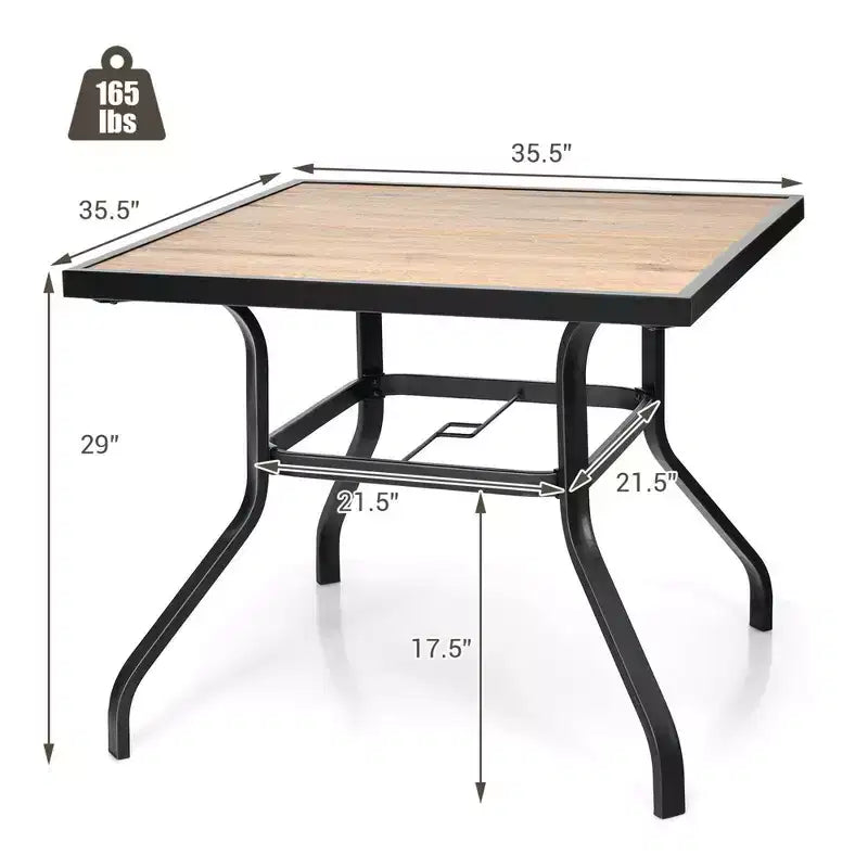 Costway Table de salle à manger carrée de patio, Table de bistro en métal pour jardin, bord de piscine, arrière-cour
