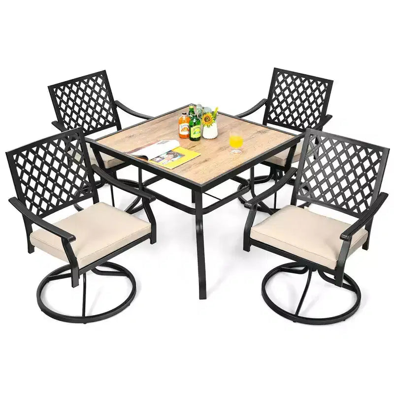 Costway Table de salle à manger carrée de patio, Table de bistro en métal pour jardin, bord de piscine, arrière-cour