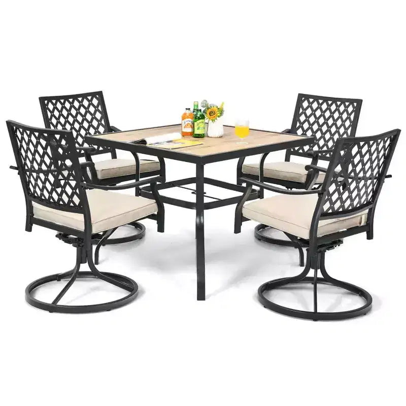 Costway Table de salle à manger carrée de patio, Table de bistro en métal pour jardin, bord de piscine, arrière-cour