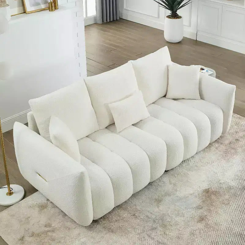 GDFStudio Alanna Canapé 3 places moderne en tissu peluche 79,5 po avec oreillers