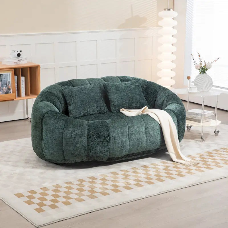 GDFStudio - Canapé paresseux 2 places en chenille Laurel avec mousse haute densité et confort surdimensionné