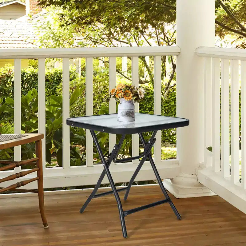 Table d'appoint carrée en verre pliable Costway pour patio, table de bistrot, support pour plantes
