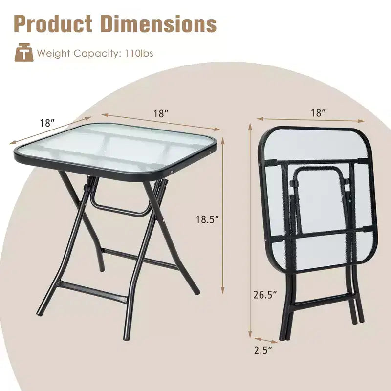 Table d'appoint carrée en verre pliable Costway pour patio, table de bistrot, support pour plantes