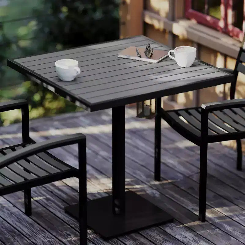 Table de bistrot/salle à manger de jardin Flash Furniture avec lattes en poly imitation teck