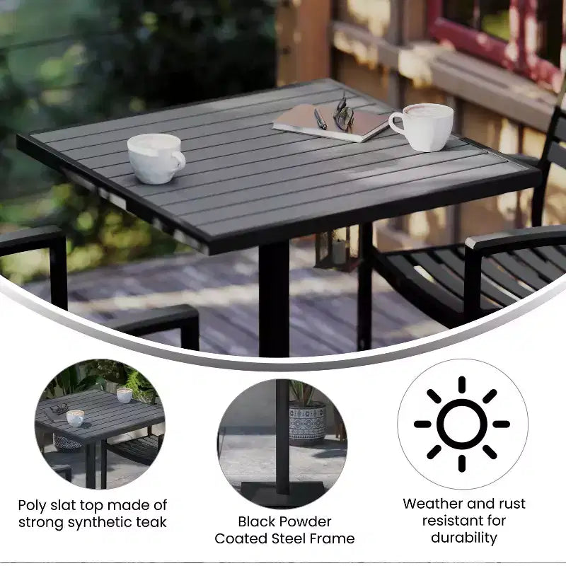 Table de bistrot/salle à manger de jardin Flash Furniture avec lattes en poly imitation teck