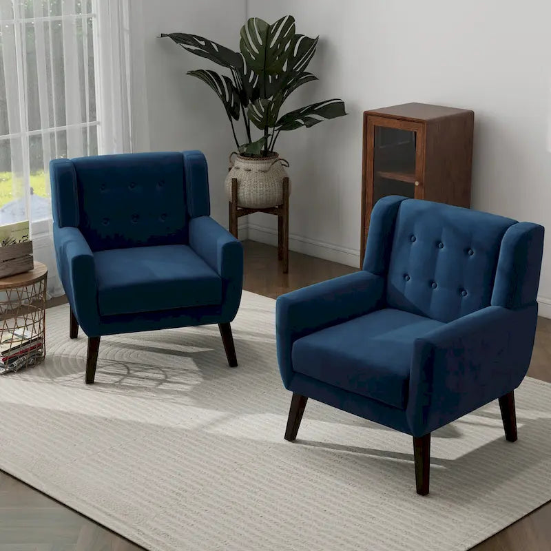 Lot de 2 fauteuils de salon en velours avec accoudoirs