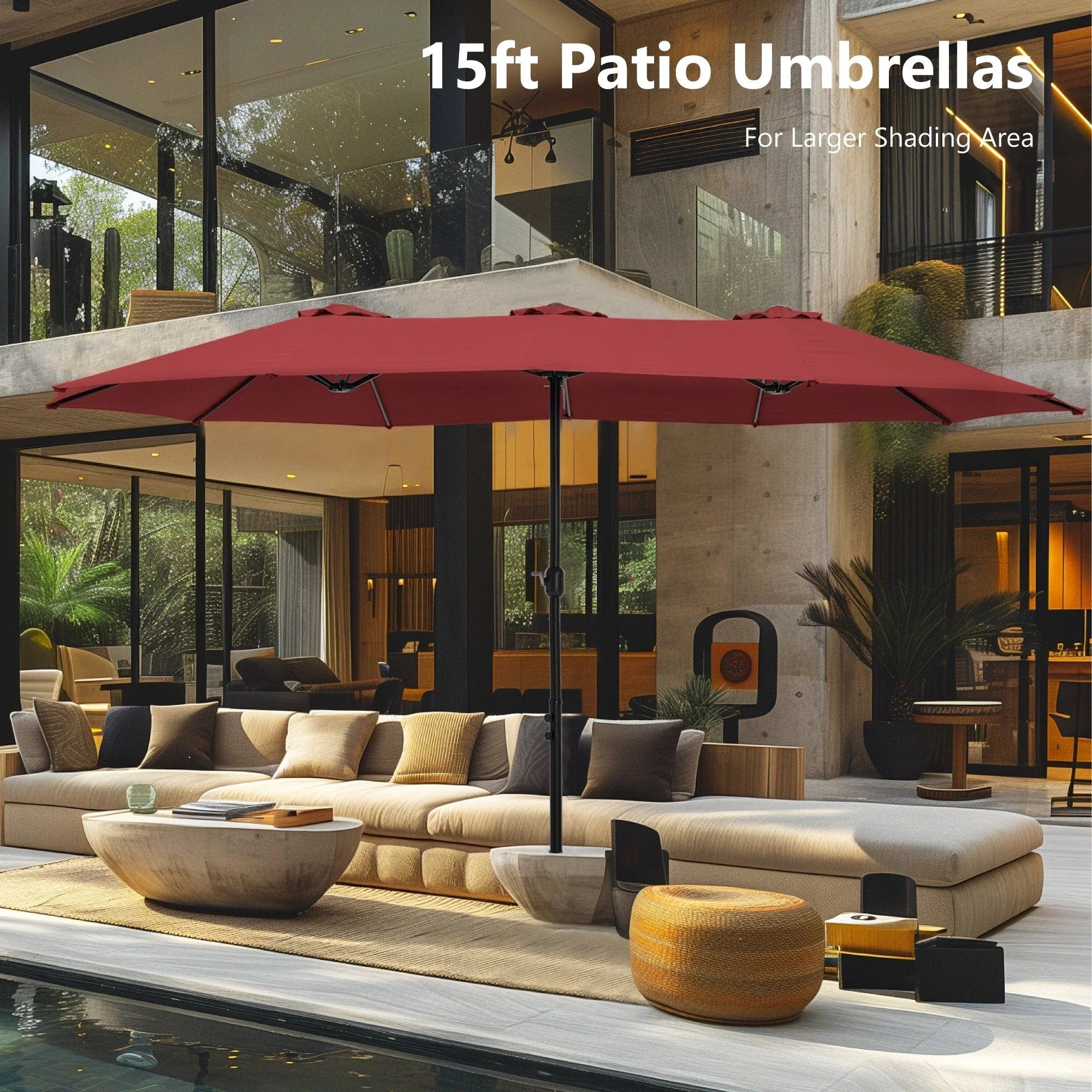 MAISON ARTS Grand Parasol Double Face de 4,5 m avec Base Incluse pour Patio