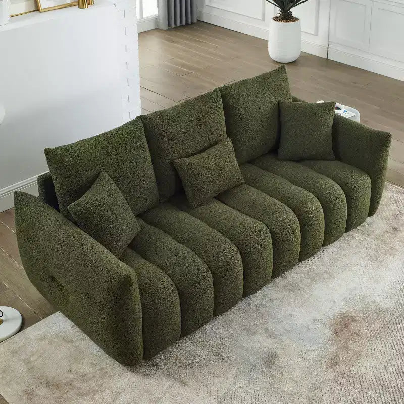 GDFStudio Alanna Canapé 3 places moderne en tissu peluche 79,5 po avec oreillers