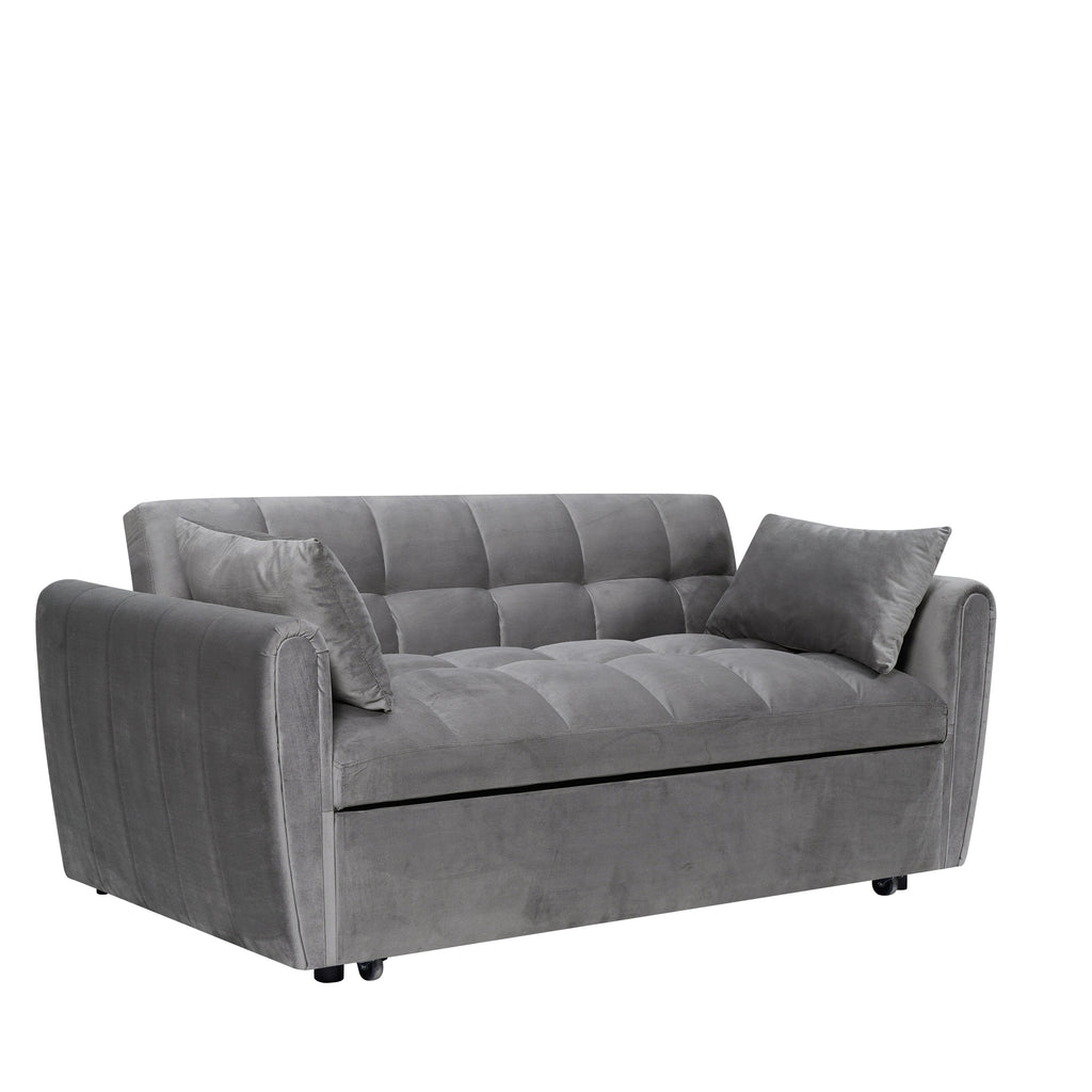 64,96 Canapé-lit convertible 3-en-1 en velours avec dossier réglable, poche de rangement et capacité de poids de 227 kg