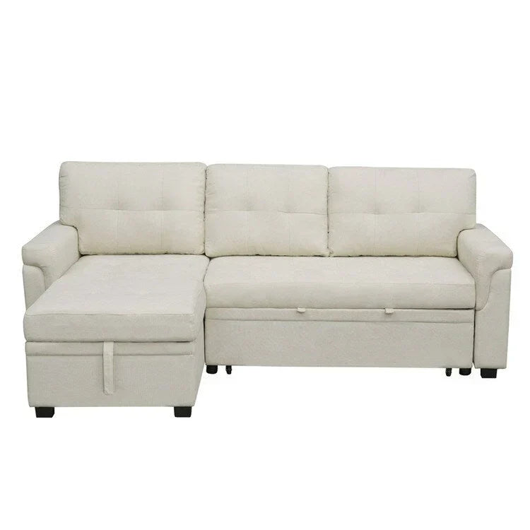 Canapé d'angle réversible convertible avec lit gigogne, méridienne de rangement et pieds durables