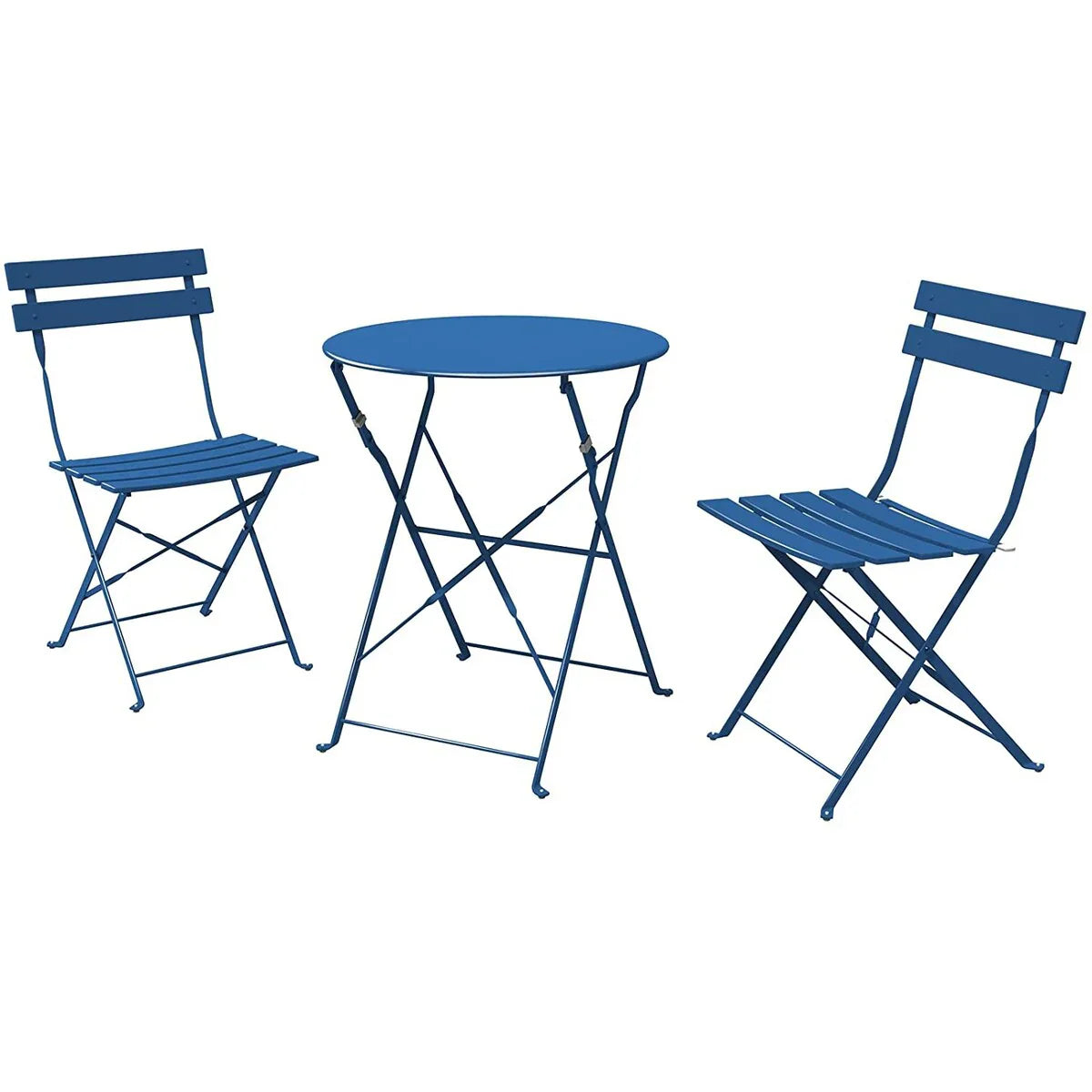 Ensemble bistrot pliant en métal 3 pièces, salon de conversation intérieur/extérieur résistant aux intempéries pour patio, cour, jardin